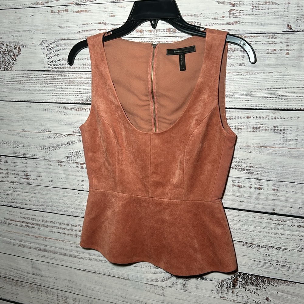 BCBG MaxAzria Cladiana Suede Peplum Top - Picture 6 of 16